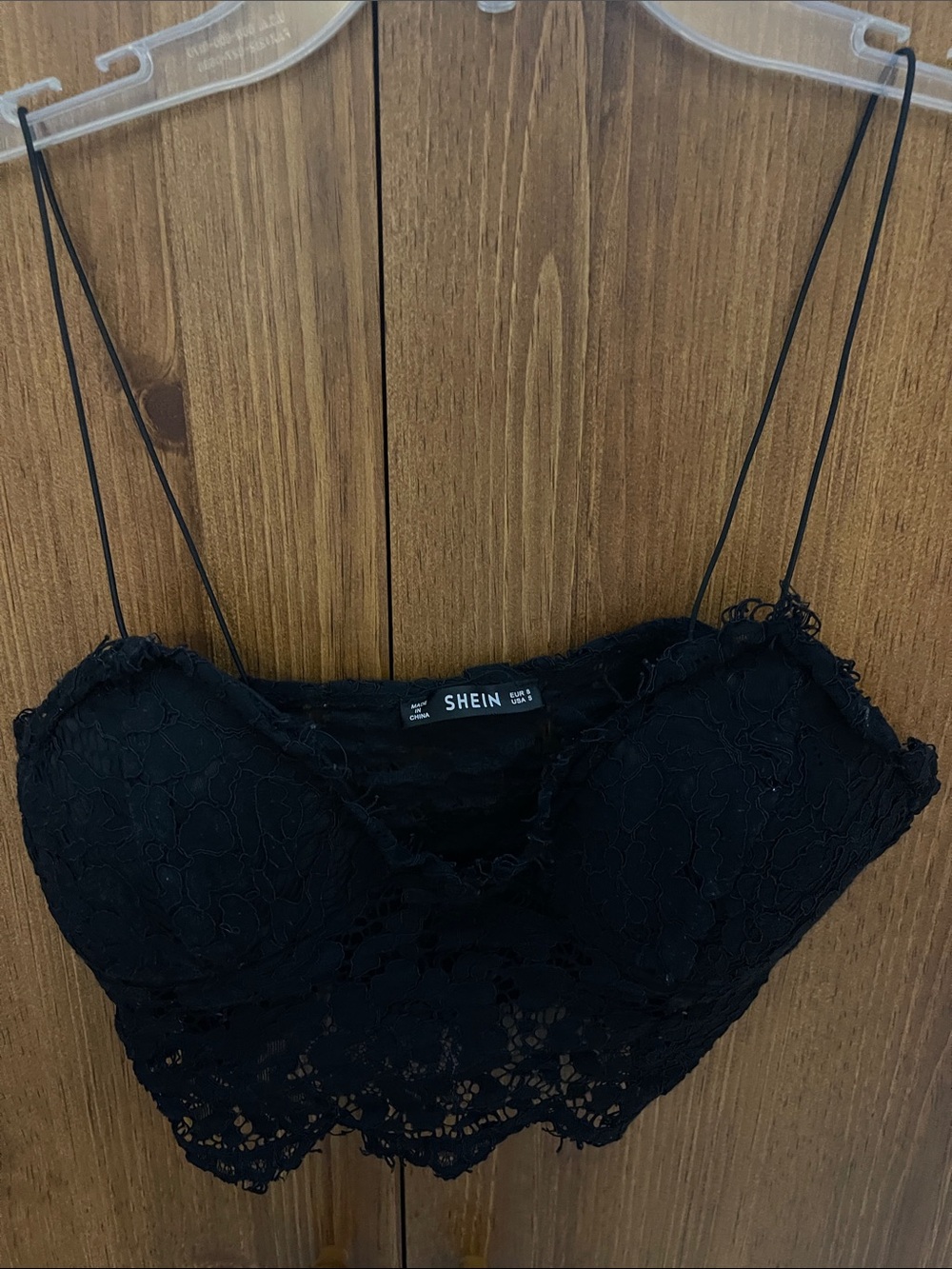 SHEIN Black Lace Bandeau Bralette with Thin Straps